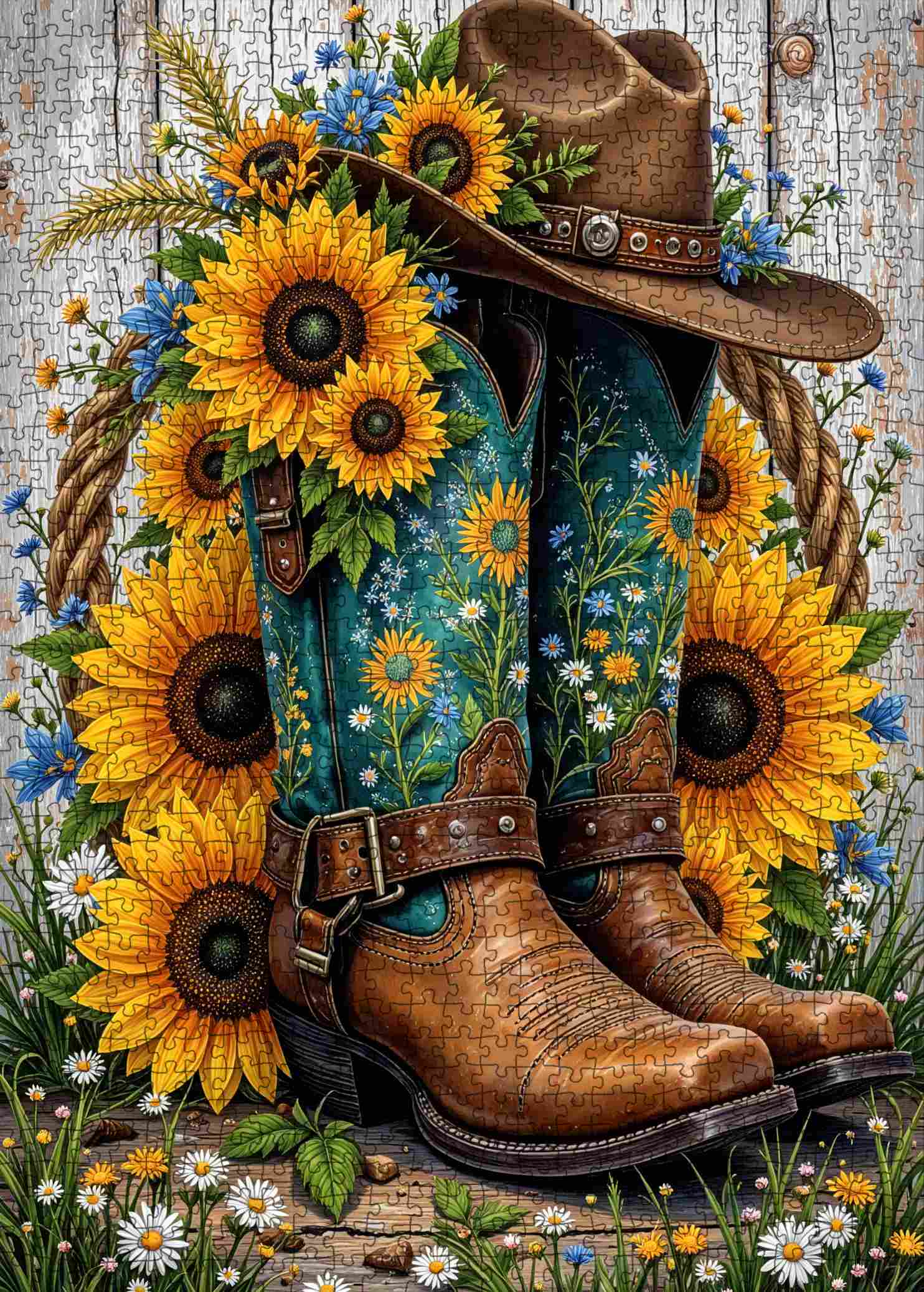 tucocoo-sunflower-cowgirl-boots-puzzle-1000-teile-blumen image 2