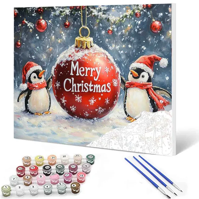 tucocoo-paint-by-numbers-pinguine-weihnachten-malen-nach-zahlen-40x50 image 1
