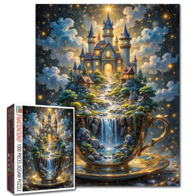 tucocoo-fantasy-teacup-castle-puzzle-1000-teile-nachthimmel image 1