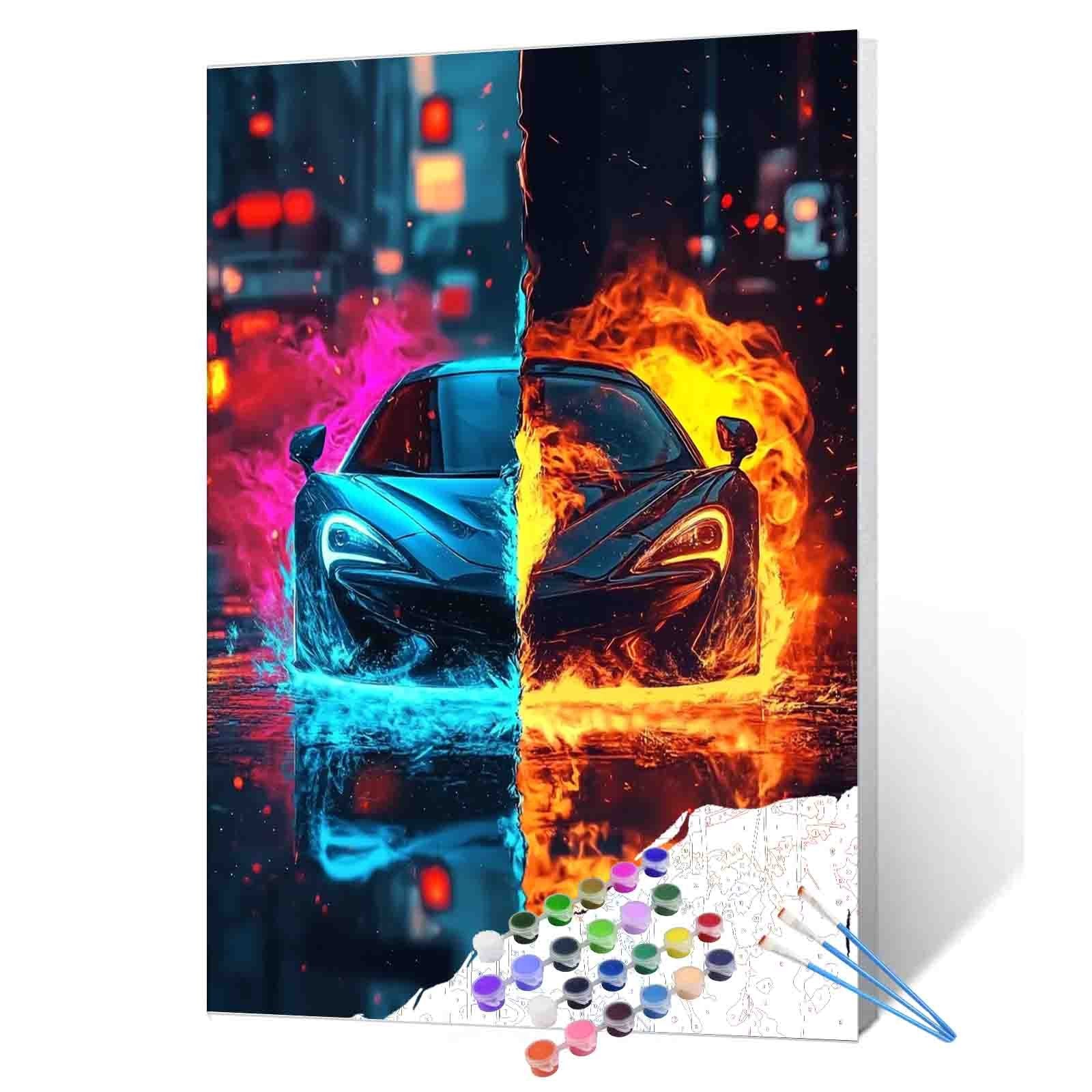tucocoo-fire-and-ice-sports-car-malen-nach-zahlen-ohne-rahmen image 1