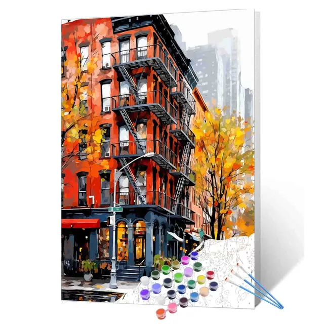 tucocoo-paint-by-numbers-autumn-city-street-corner-malen-nach-zahlen-40x50-ohne- image 1