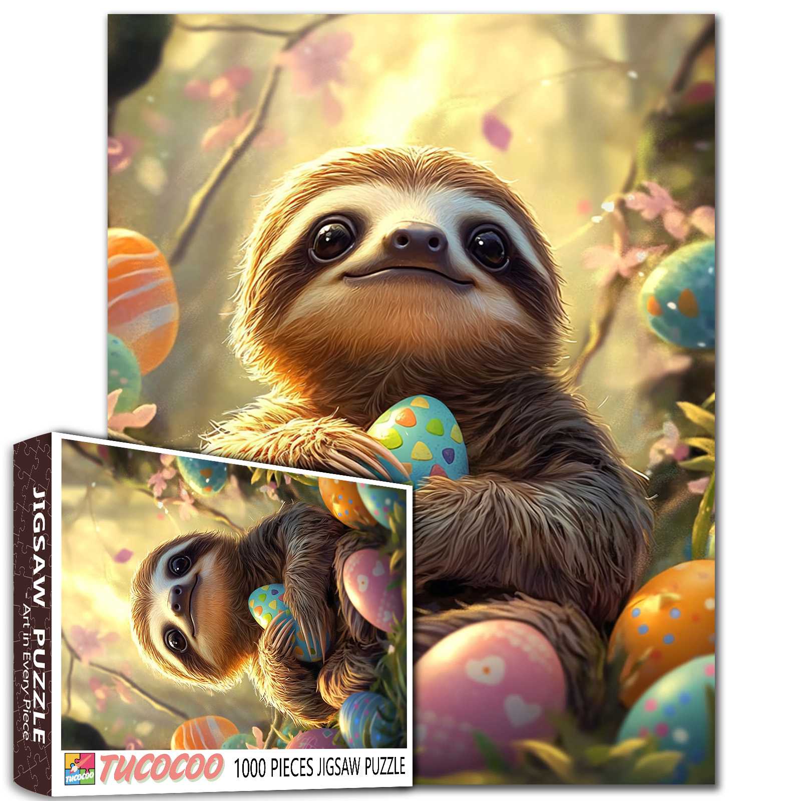 tucocoo-sloth-easter-eggs-puzzle-1000-teile-faultier image 1