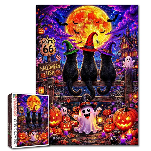 tucocoo-black-cats-halloween-moonlight-puzzle-1000t image 1