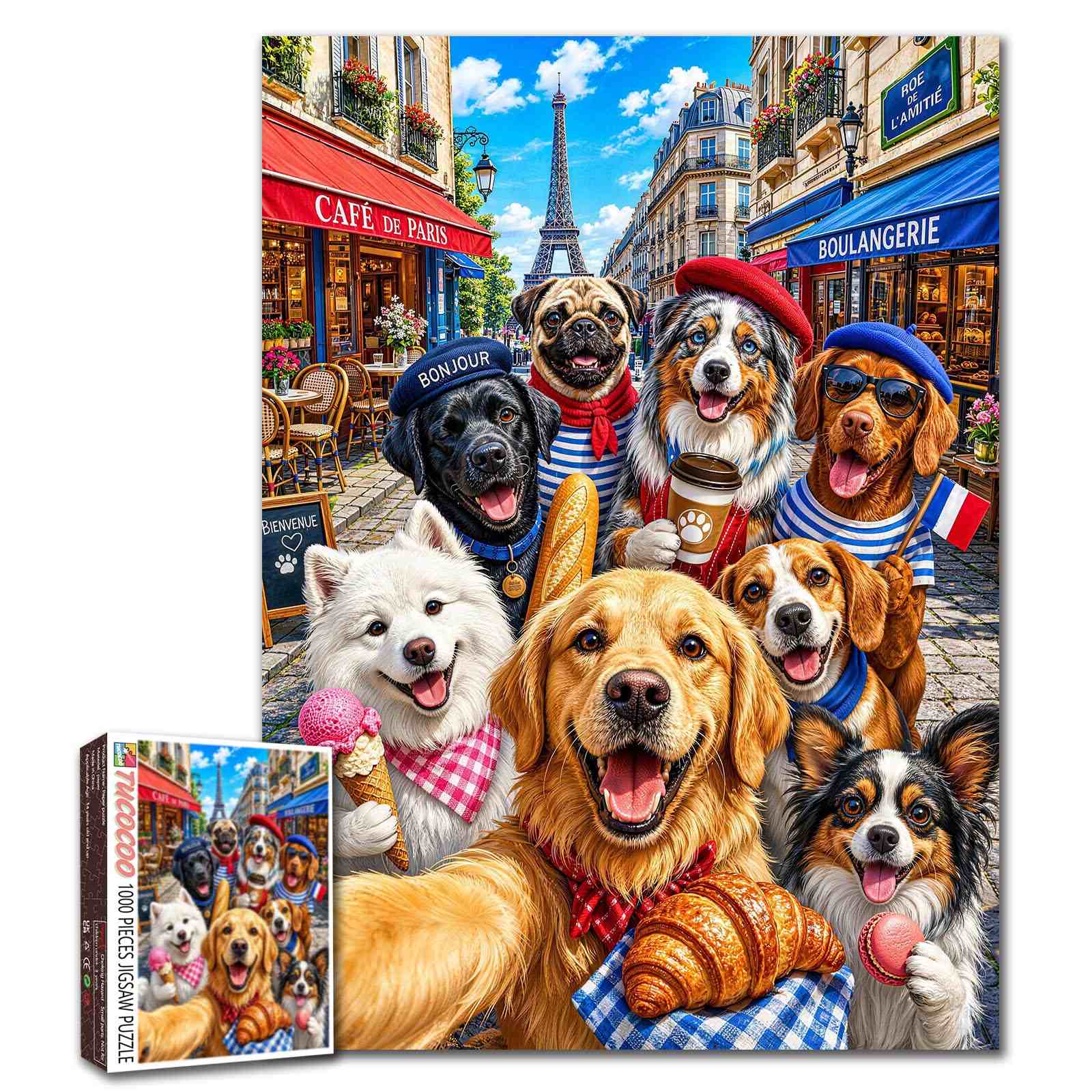 tucocoo-paris-caf-dog-friends-puzzle-1000-teile-hunde image 1