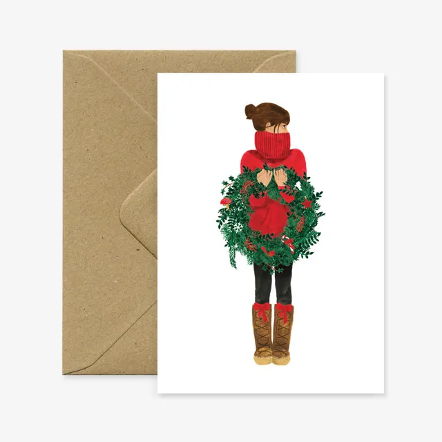 all-the-ways-to-say-winter-girl-crown-weihnachtskarte-a6-kranz image 1