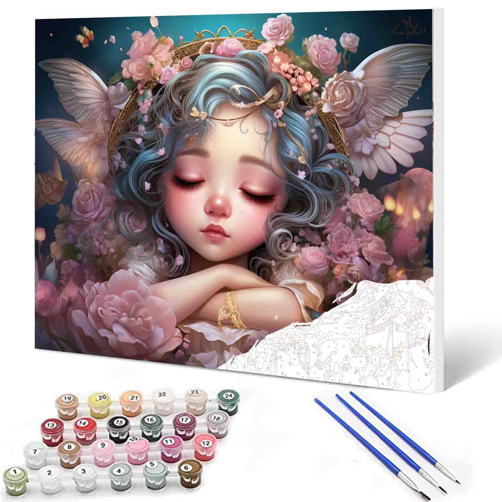 tucocoo-sleeping-angel-surrounded-by-roses-malen-nach-zahlen-40x50 image 1