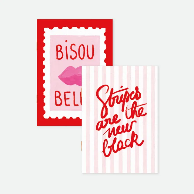 all-the-ways-to-say-bisous-bella-stripes-notizbuch-a6-duo image 1