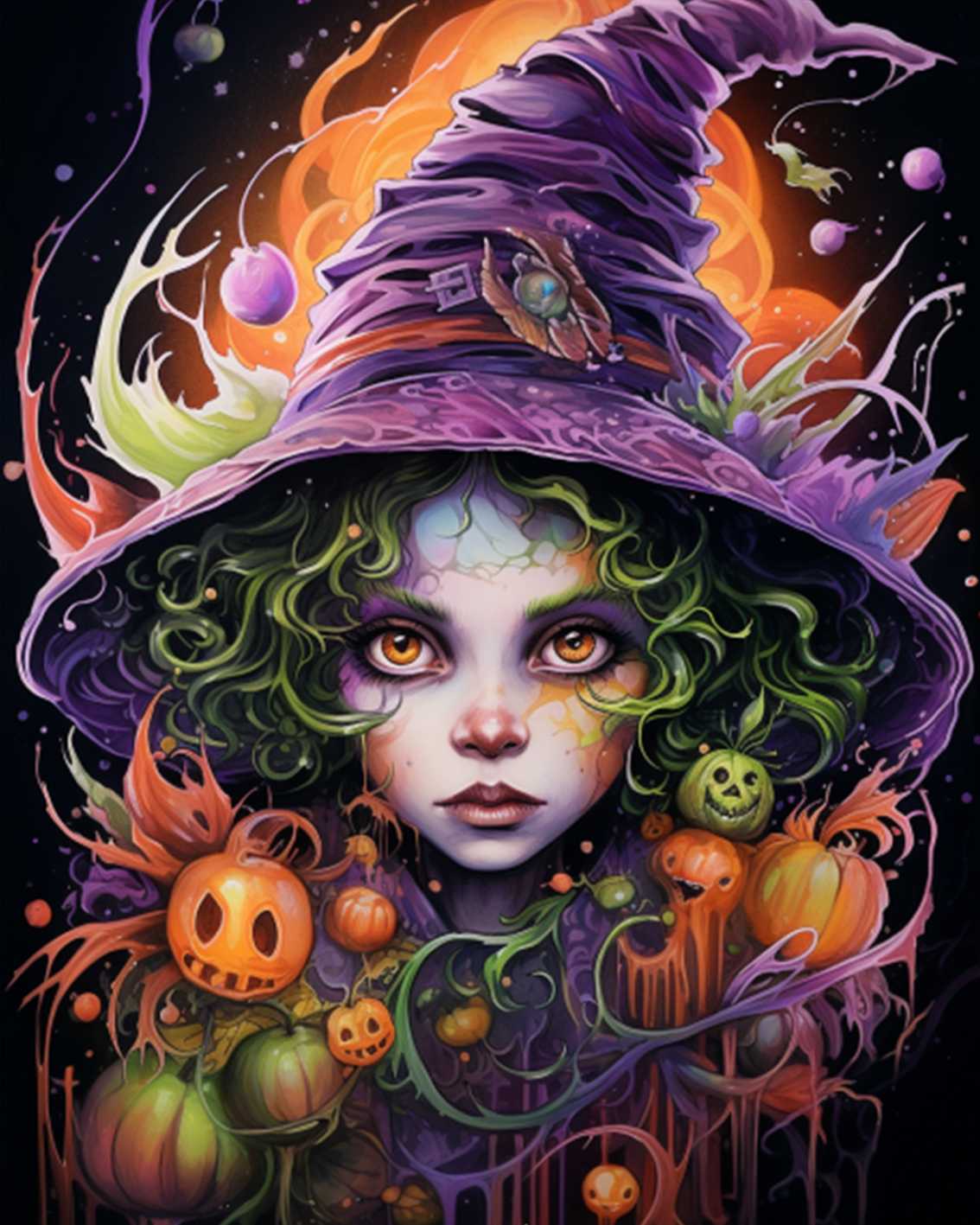 tucocoo-enchanted-witch-with-pumpkins-malen-nach-zahlen-ohne-rahmen image 2