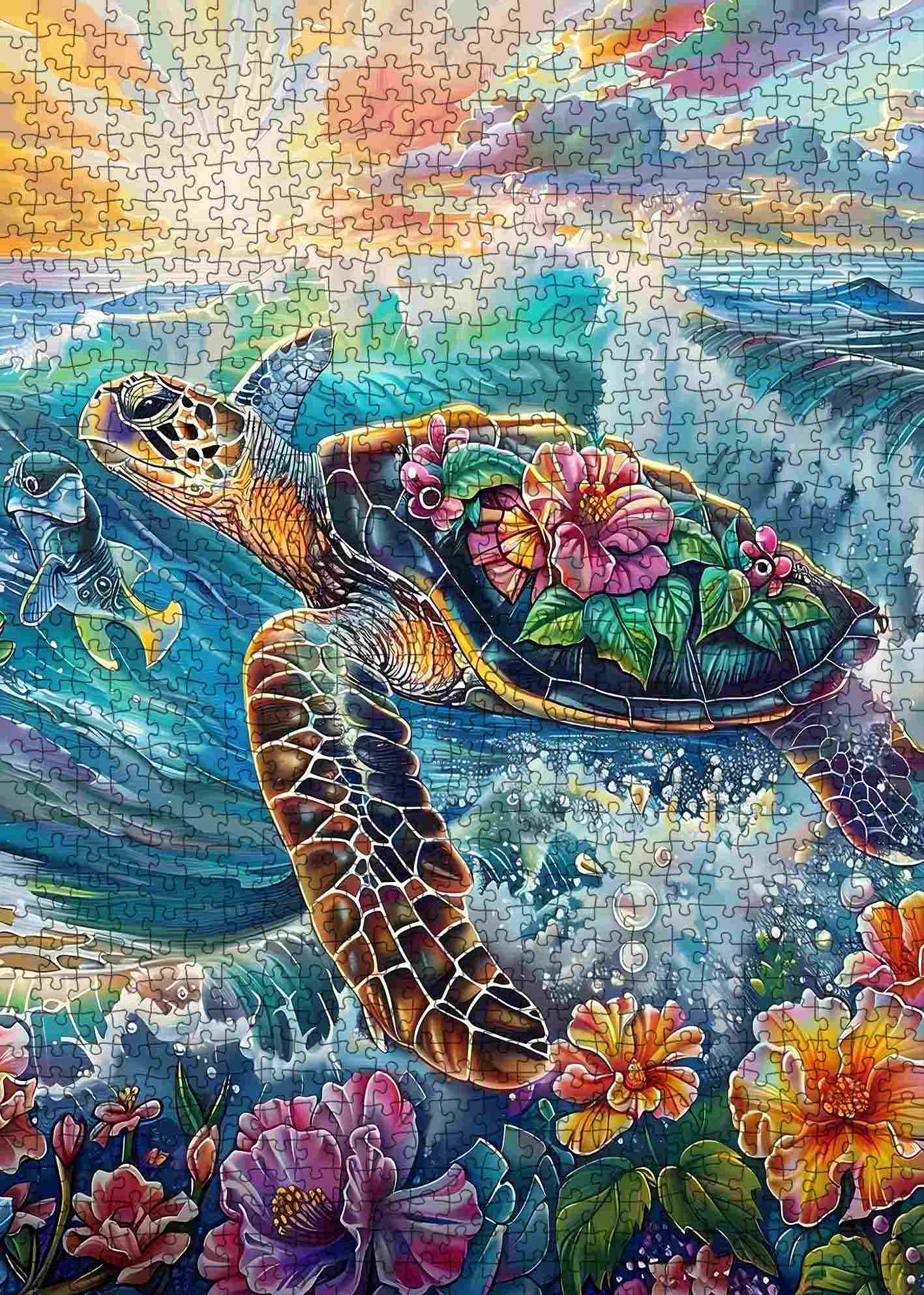 tucocoo-sea-turtle-sunset-puzzle-1000-teile-meeresmotiv image 2