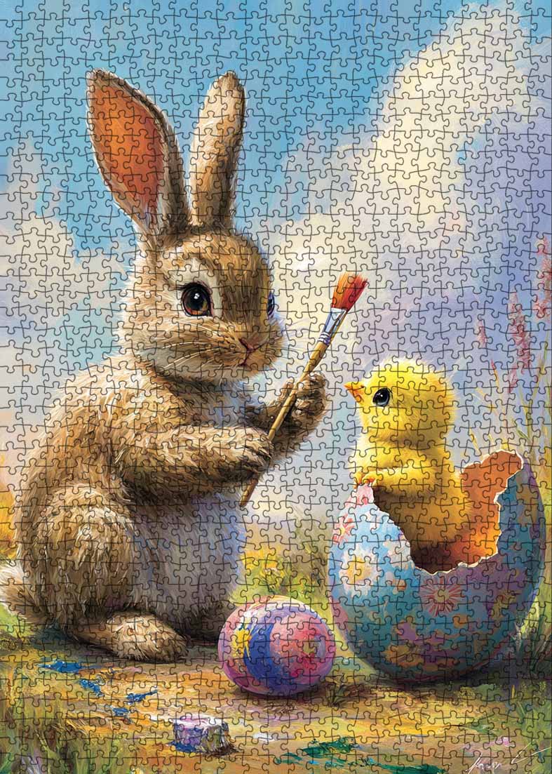 tucocoo-easter-bunny-and-baby-chick-puzzle-1000-teile image 2