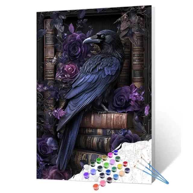 tucocoo-raven-and-roses-library-malen-nach-zahlen-40x50-ohne-rahmen image 1