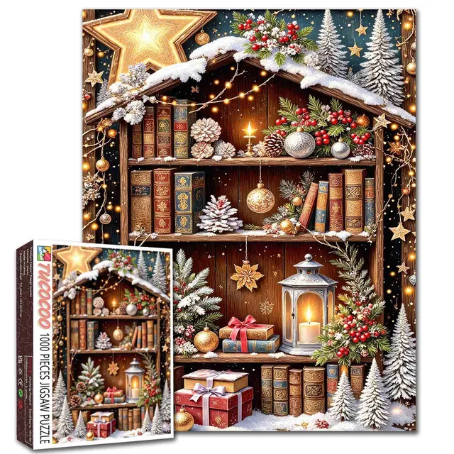 tucocoo-christmas-bookshelf-puzzle-1000-teile-regal image 1
