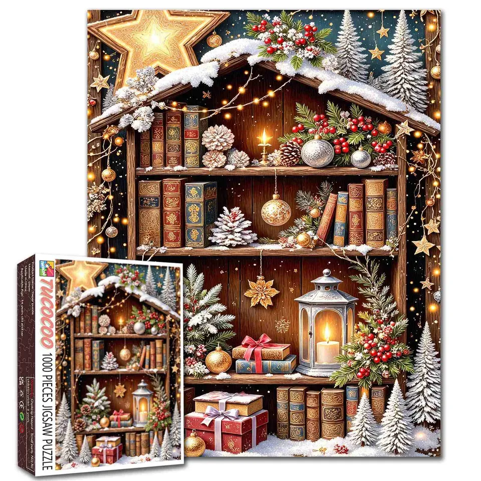 tucocoo-christmas-bookshelf-puzzle-1000-teile-regal image 1
