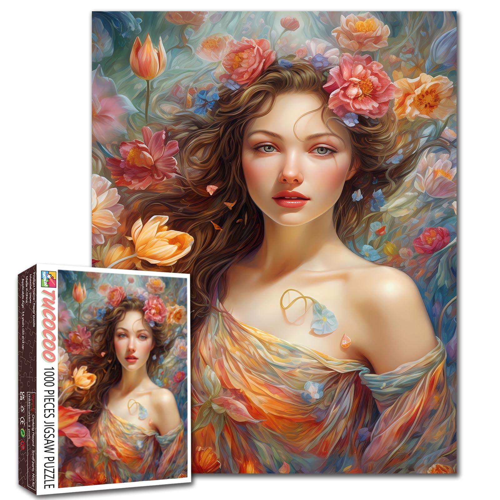 tucocoo-floral-muse-portrait-puzzle-1000-teile-blumen image 1