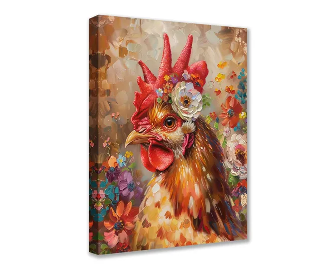 tucocoo-floral-chicken-leinwandbild-huhn-30x40cm image 1