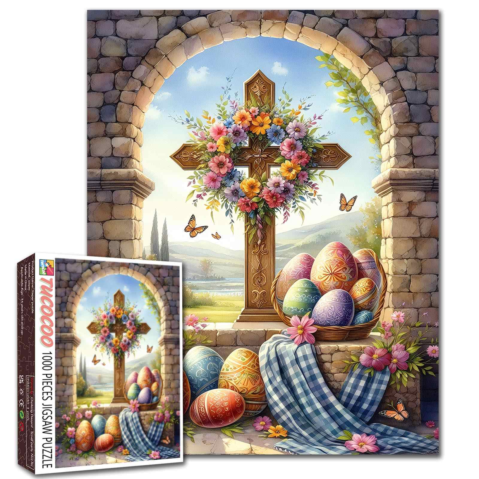tucocoo-floral-cross-easter-blessing-puzzle-1000-teile-ostern image 1
