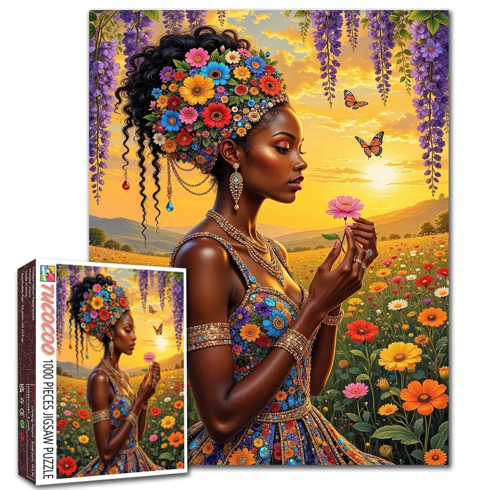 tucocoo-golden-floral-serenity-puzzle-1000-teile-frau image 1