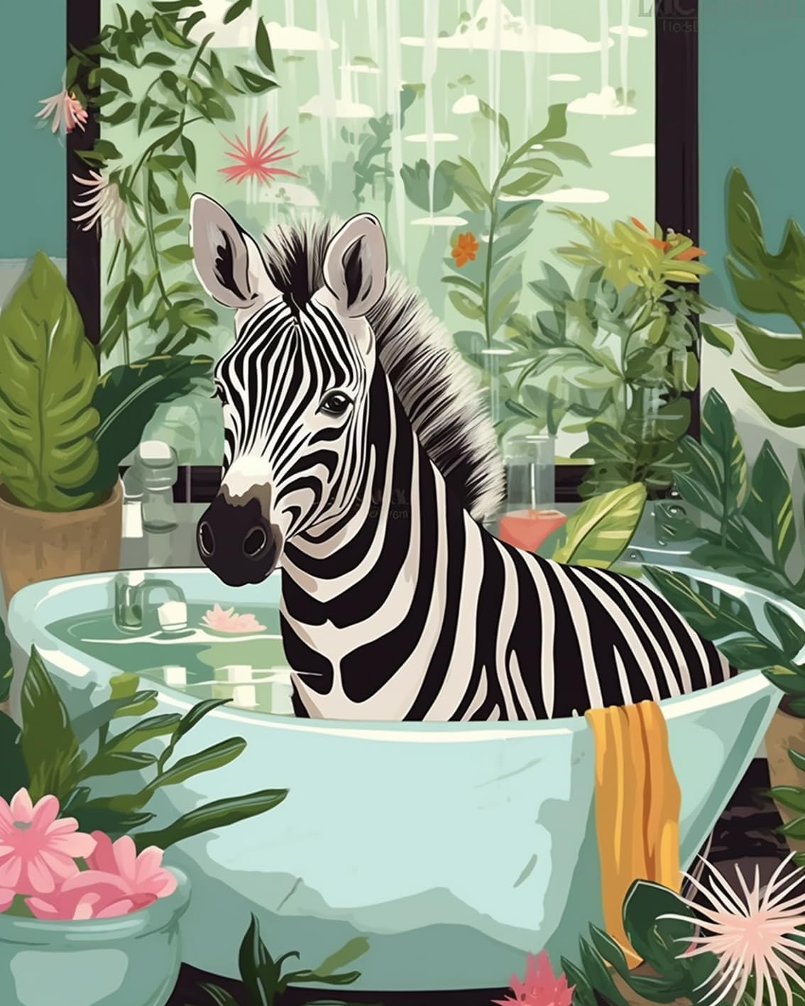 tucocoo-paint-by-numbers-zebra-in-bathtub-bild-40x50cm-tiere image 2