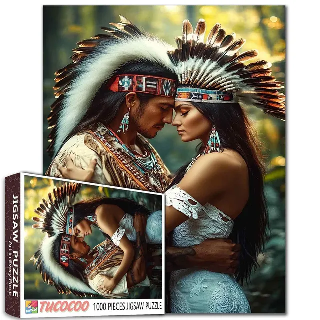 tucocoo-native-couple-headdress-puzzle-1000-teile-paar image 1