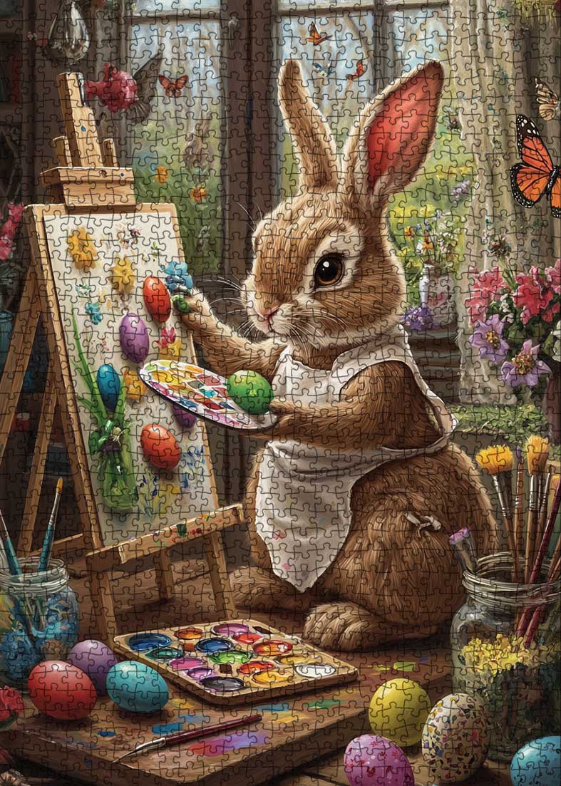 tucocoo-easter-bunny-painting-eggs-puzzle-1000-teile-osterhase image 2