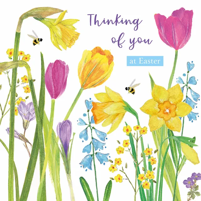 otter-house-tulips-daffodils-osterkarte-blumen image 1