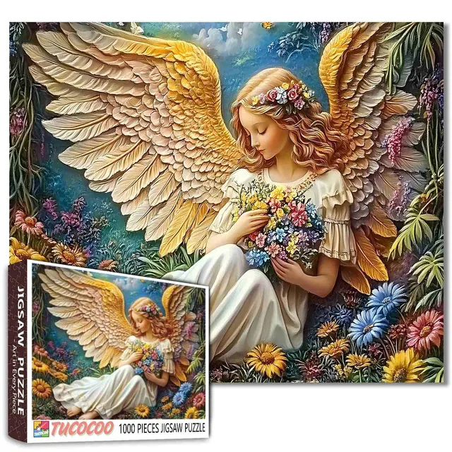 tucocoo-golden-wing-angel-puzzle-1000-teile-engel image 1
