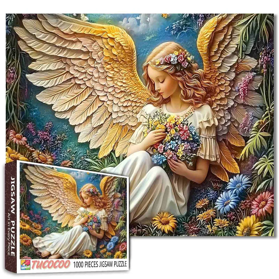 tucocoo-golden-wing-angel-puzzle-1000-teile-engel image 1