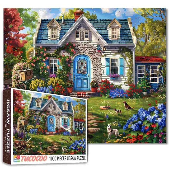 tucocoo-blue-door-house-puzzle-1000-teile-cottage image 1