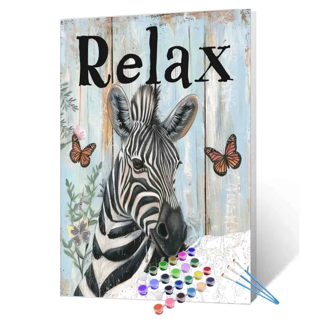 tucocoo-relaxing-zebra-garden-malen-nach-zahlen-ohne-rahmen-40x50-cm image 1