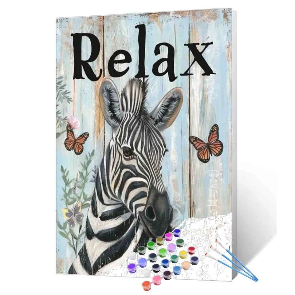 tucocoo-relaxing-zebra-garden-malen-nach-zahlen-ohne-rahmen-40x50-cm image 1