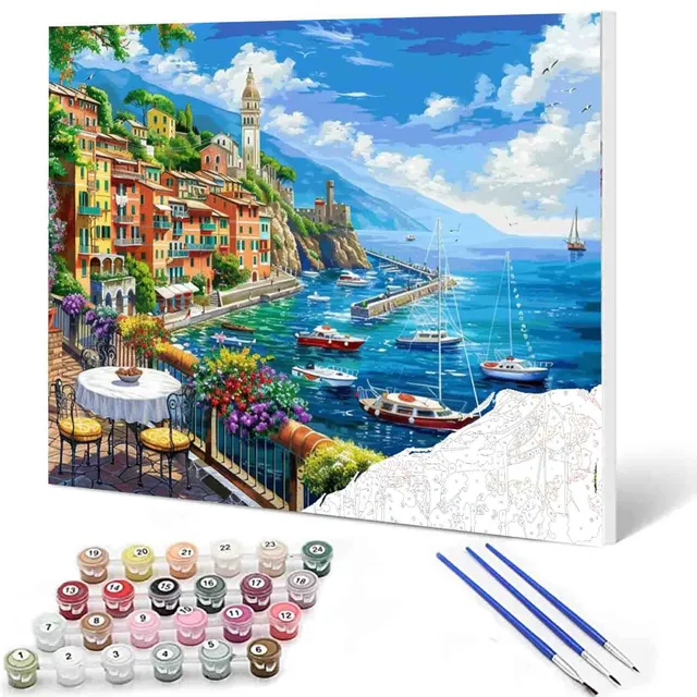 tucocoo-colorful-seaside-village-malen-nach-zahlen-40x50-ohne-rahmen image 1