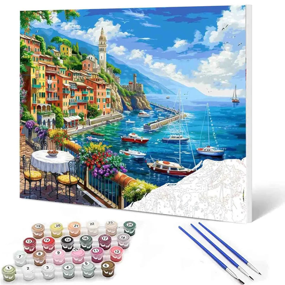 tucocoo-colorful-seaside-village-malen-nach-zahlen-40x50-ohne-rahmen image 1