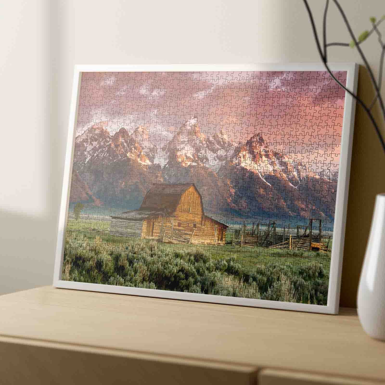 tucocoo-jigsaw-puzzles-rustic-barn-beneath-mountain-peaks-puzzle-1000-berge image 4
