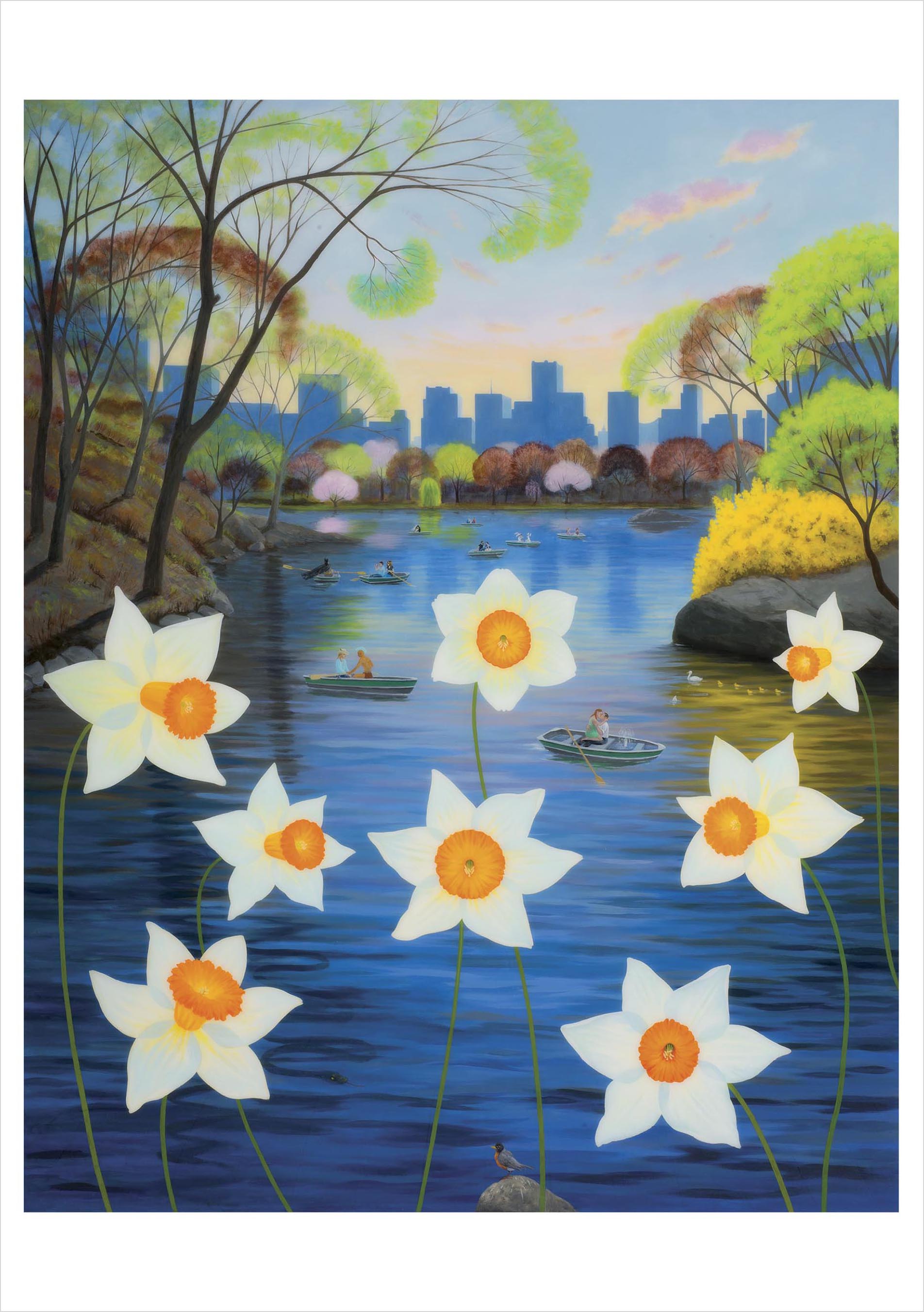 pomegranate-blank-notecards-armstrong-dreamers-over-daffodils-klappkarte image 1