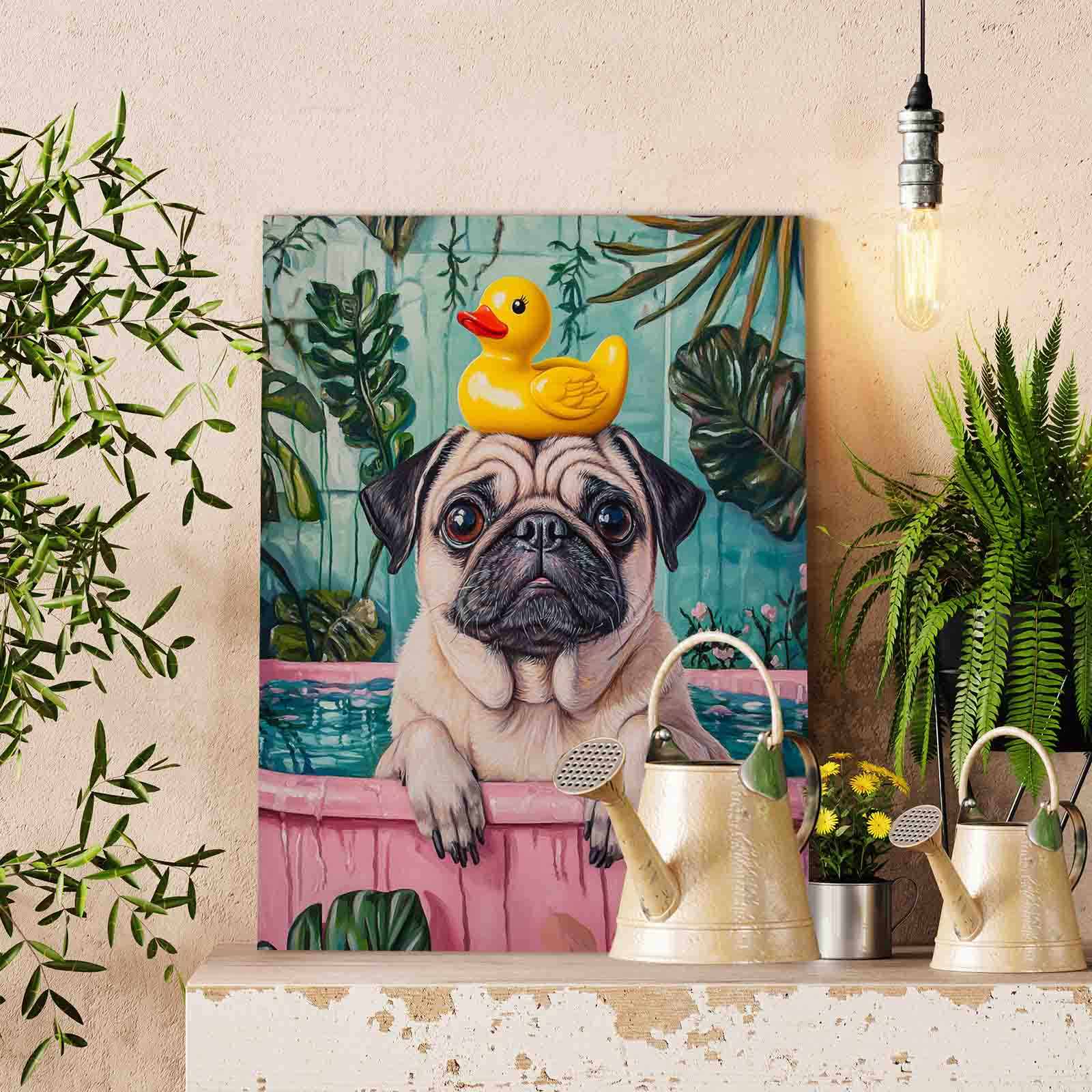 tucocoo-pug-bathtime-moment-malen-nach-zahlen-ohne-rahmen-40x50-cm image 2