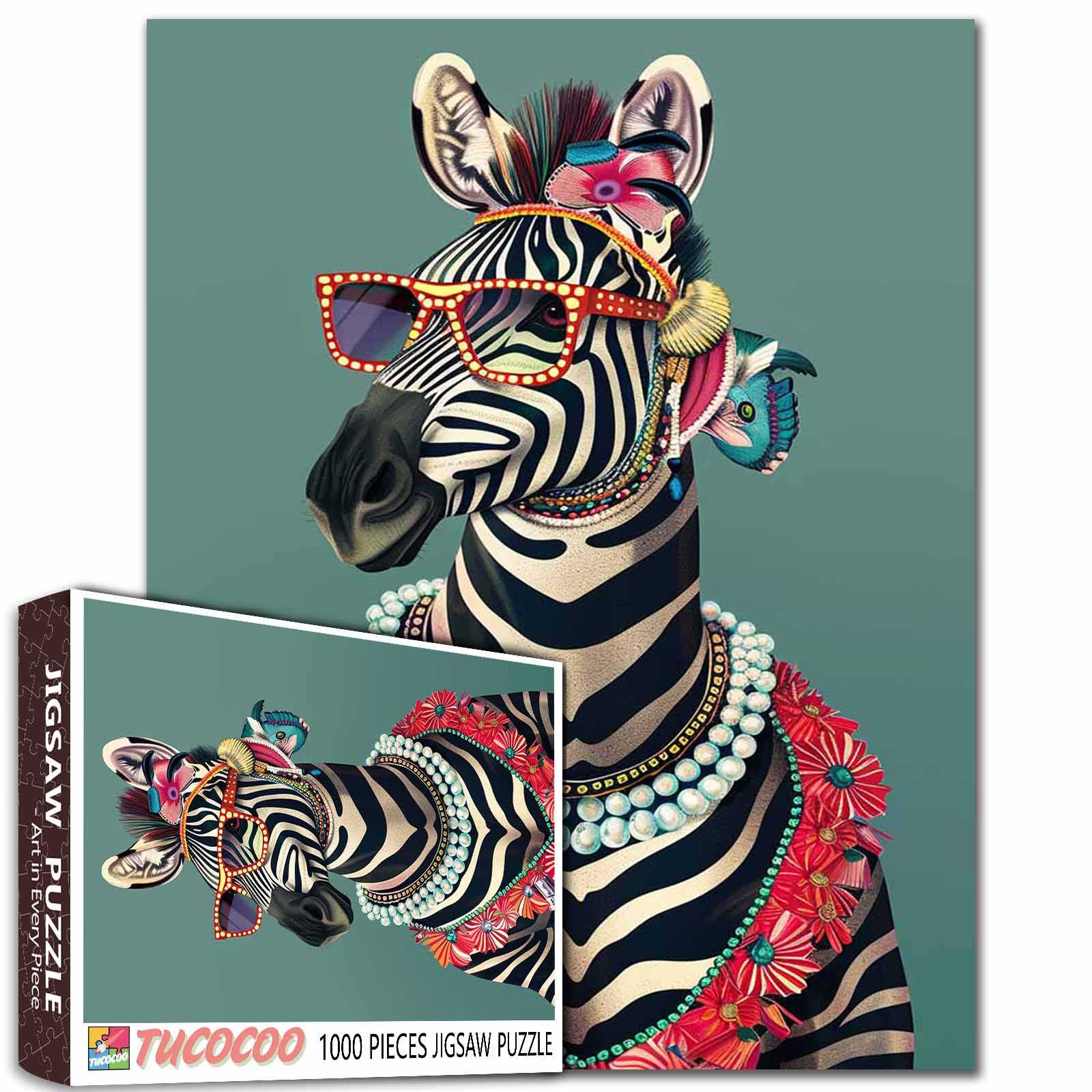tucocoo-fashionable-zebra-puzzle-1000-teile-tierportrait image 1