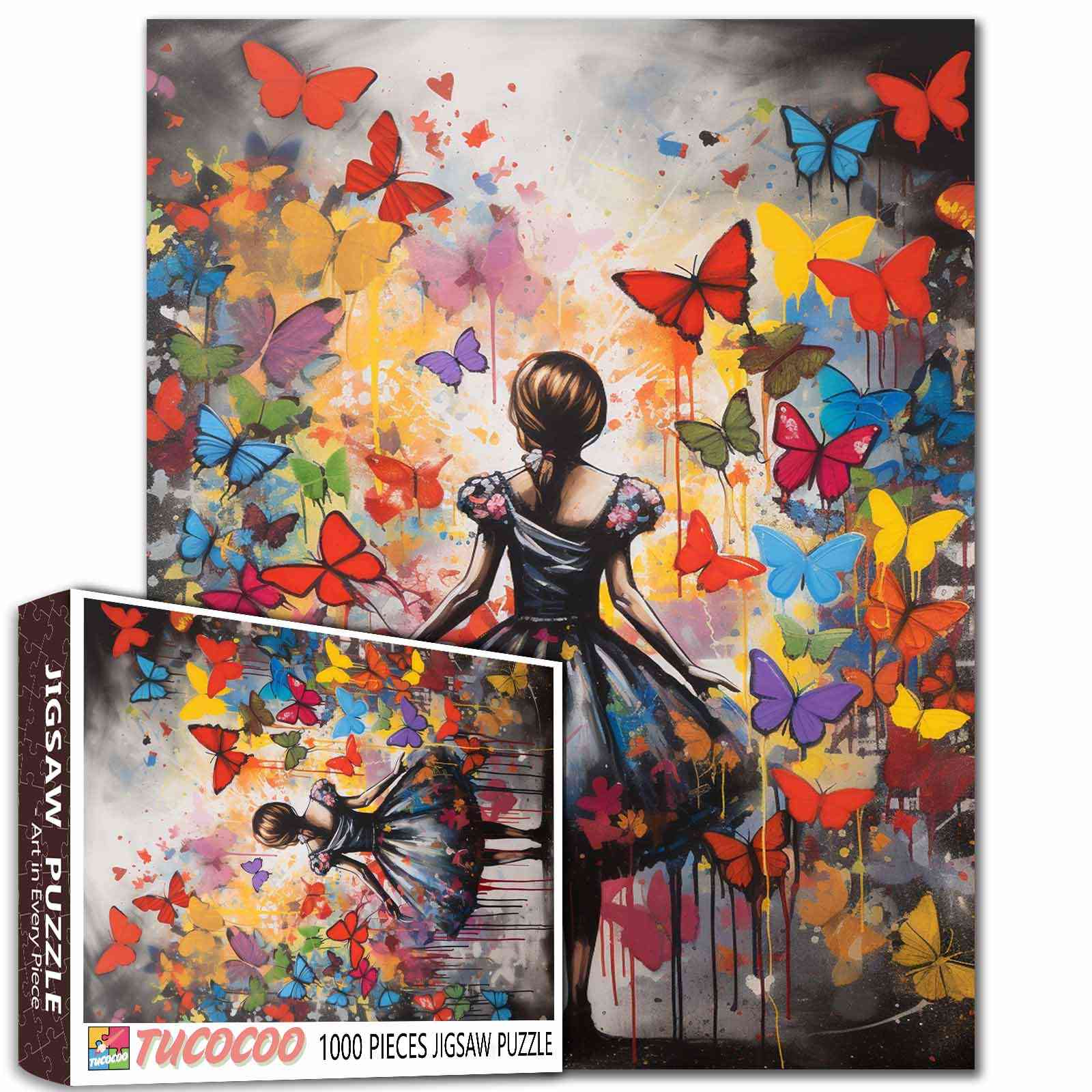 tucocoo-colorful-butterfly-girl-puzzle-1000-teile-graffiti image 1