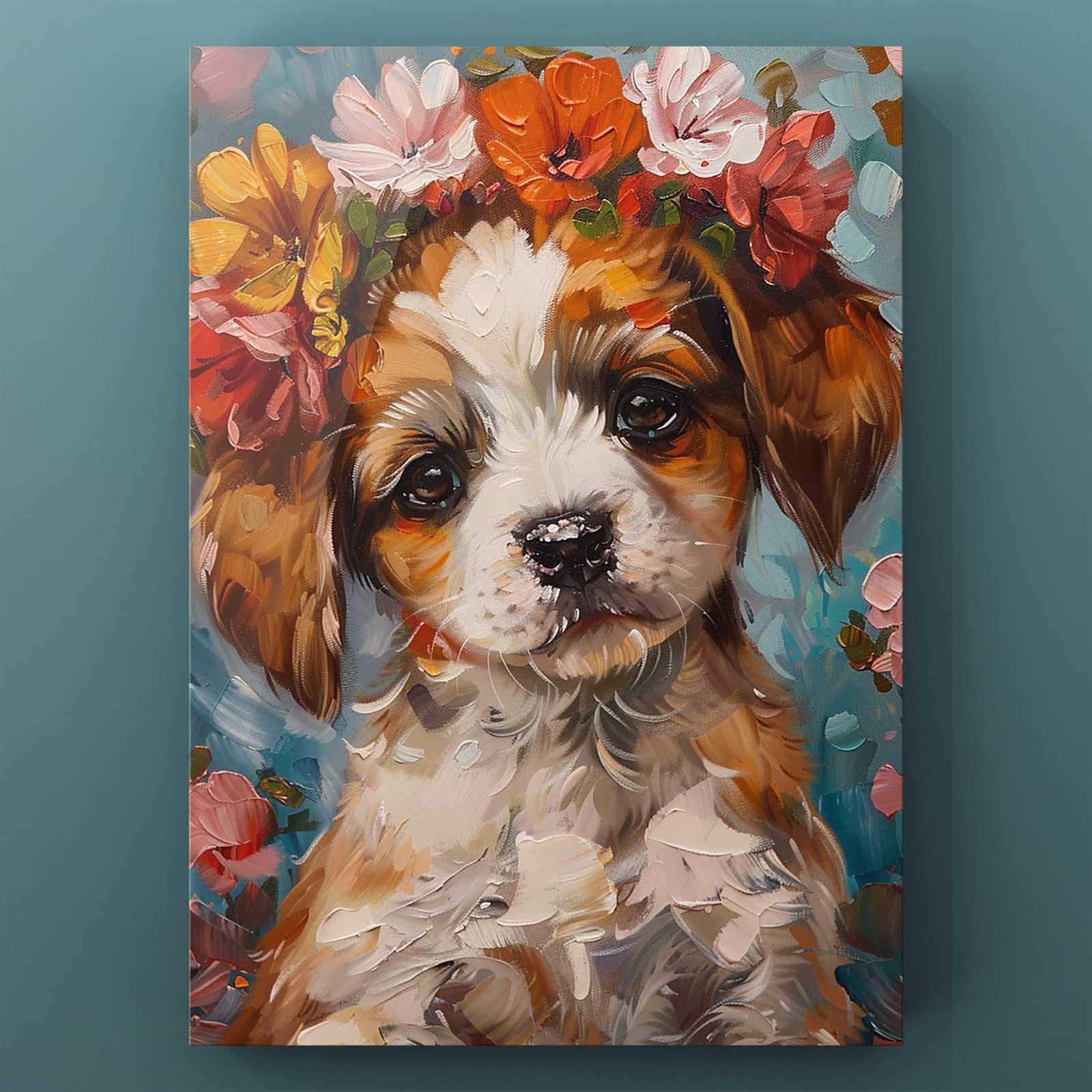 tucocoo-canvas-wall-art-puppy-floral-crown-leinwandbild-30x40cm image 2