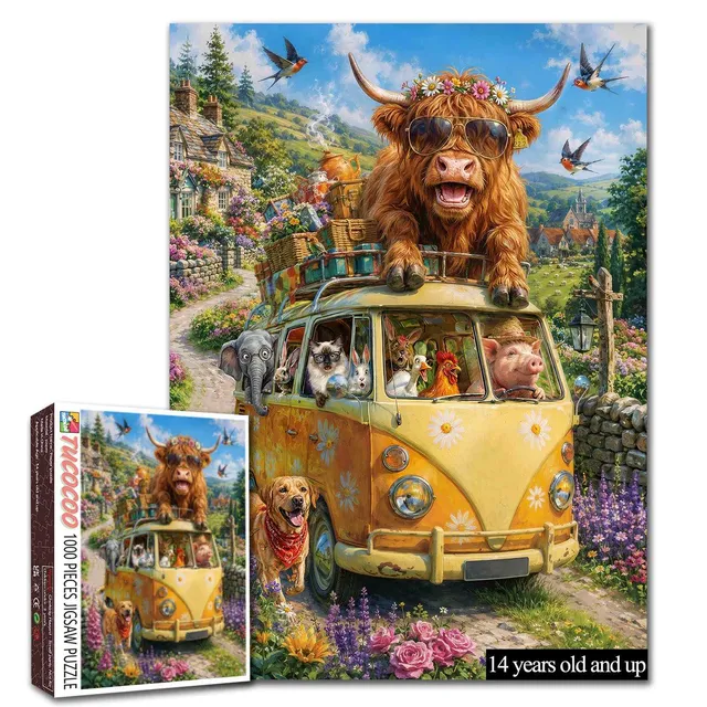 tucocoo-funny-animal-road-trip-puzzle-1000-teile-tiere image 1