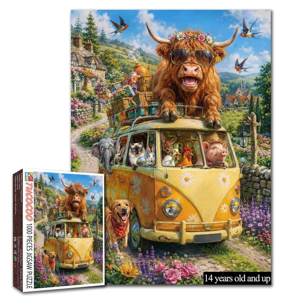 tucocoo-funny-animal-road-trip-puzzle-1000-teile-tiere image 1