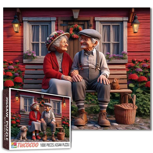tucocoo-jigsaw-elderly-couple-cottage-puzzle-1000-teile-garten image 1