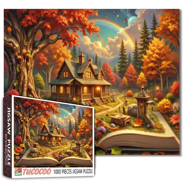 tucocoo-jigsaw-storybook-cottage-autumn-puzzle-1000-teile-herbst image 1