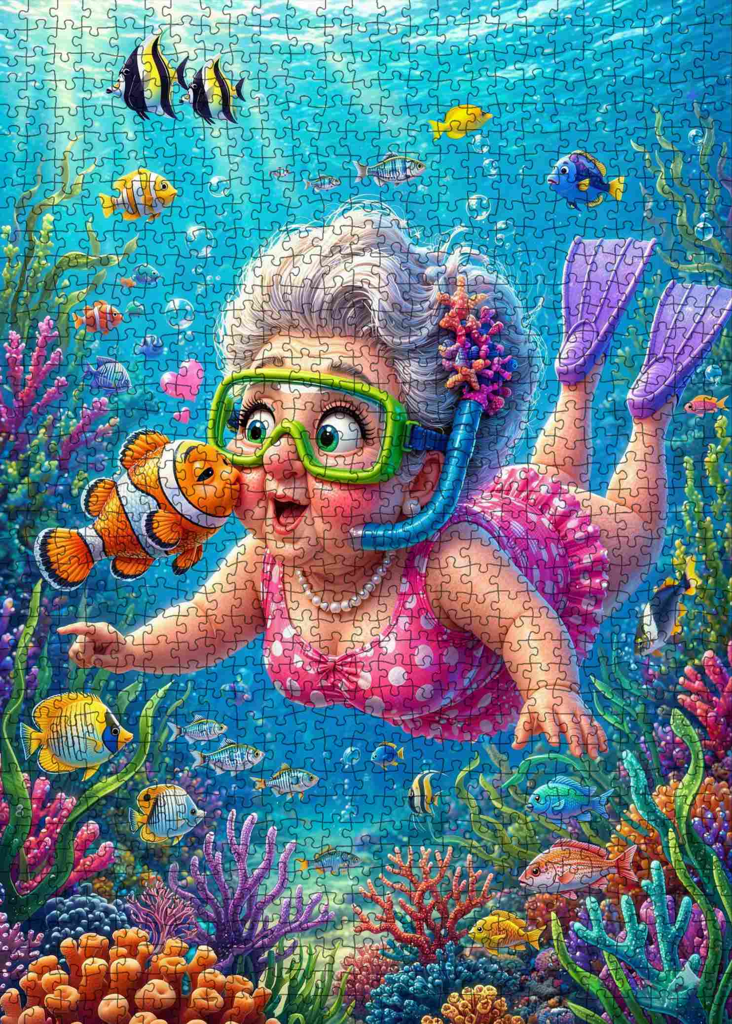 tucocoo-grandma-snorkeling-coral-reef-puzzle-1000-teile-meer image 2