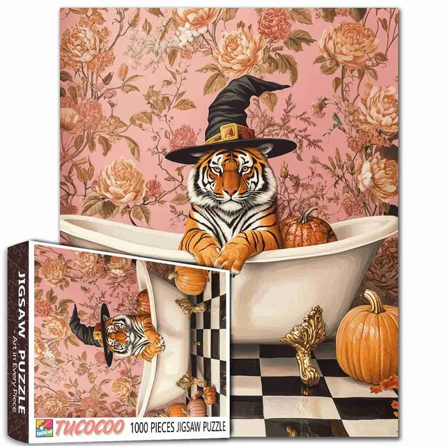 tucocoo-tiger-in-bathtub-fantasy-puzzle-1000-teile-halloween image 1