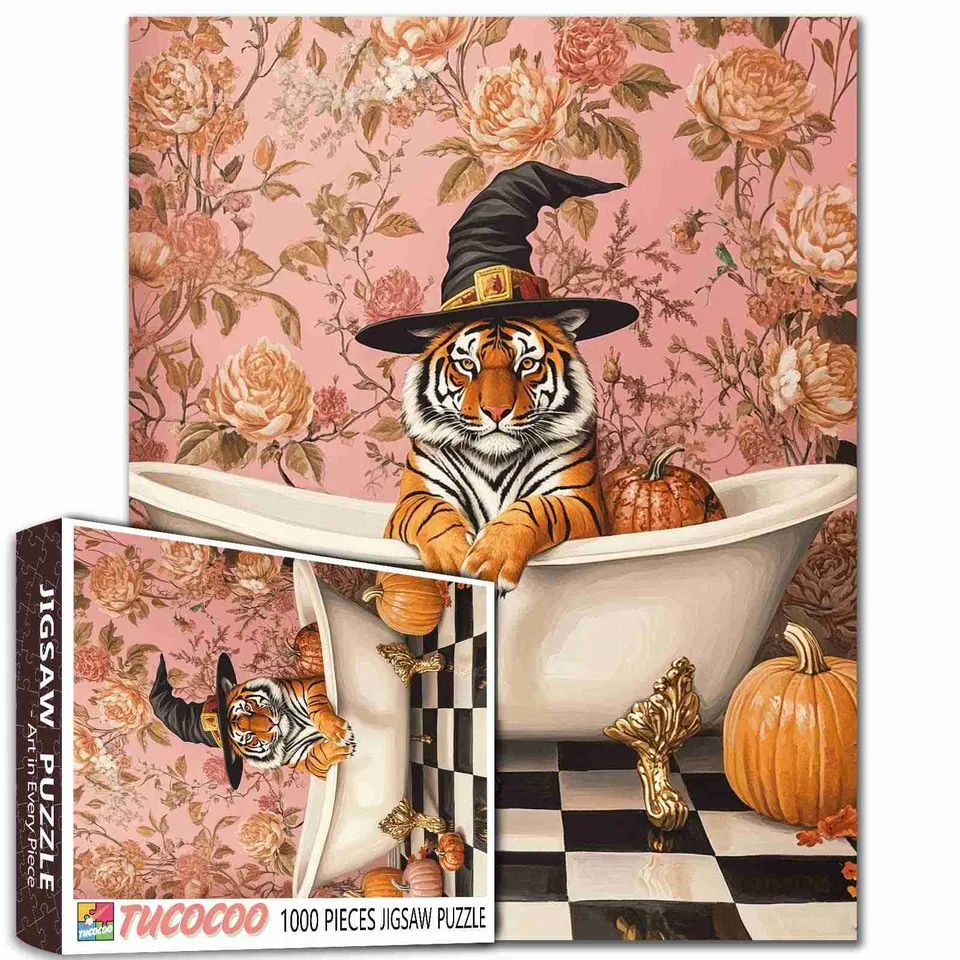 tucocoo-tiger-in-bathtub-fantasy-puzzle-1000-teile-halloween image 1
