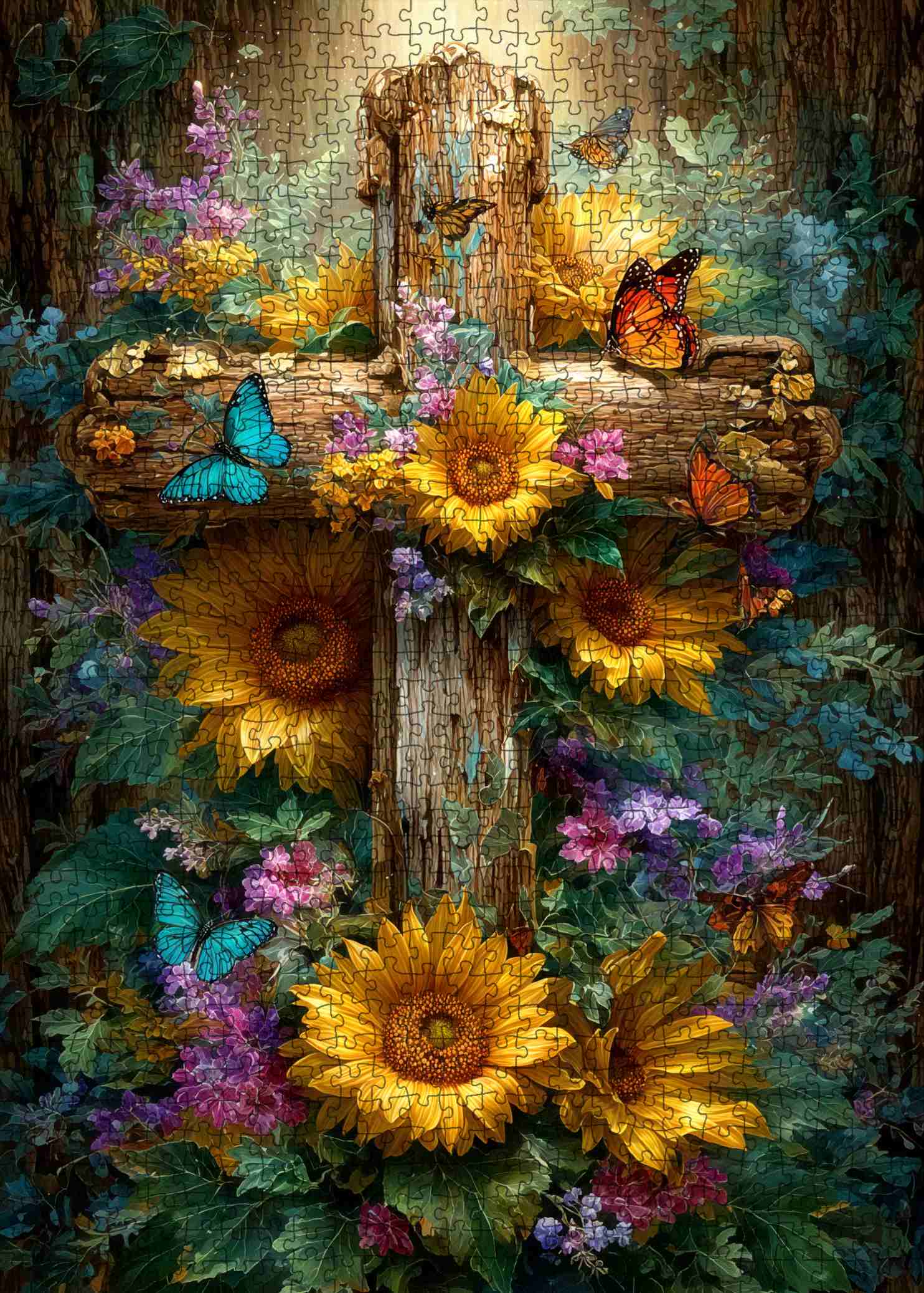 tucocoo-jigsaw-puzzles-sonnenblumen-kreuz-puzzle-1000-teile image 2