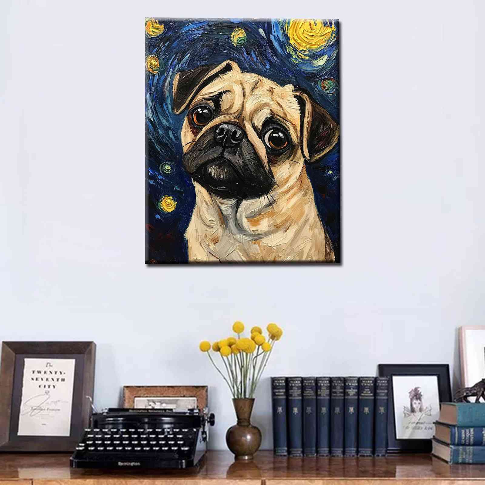 tucocoo-canvas-wall-art-starry-pug-leinwandbild-30x40cm image 2