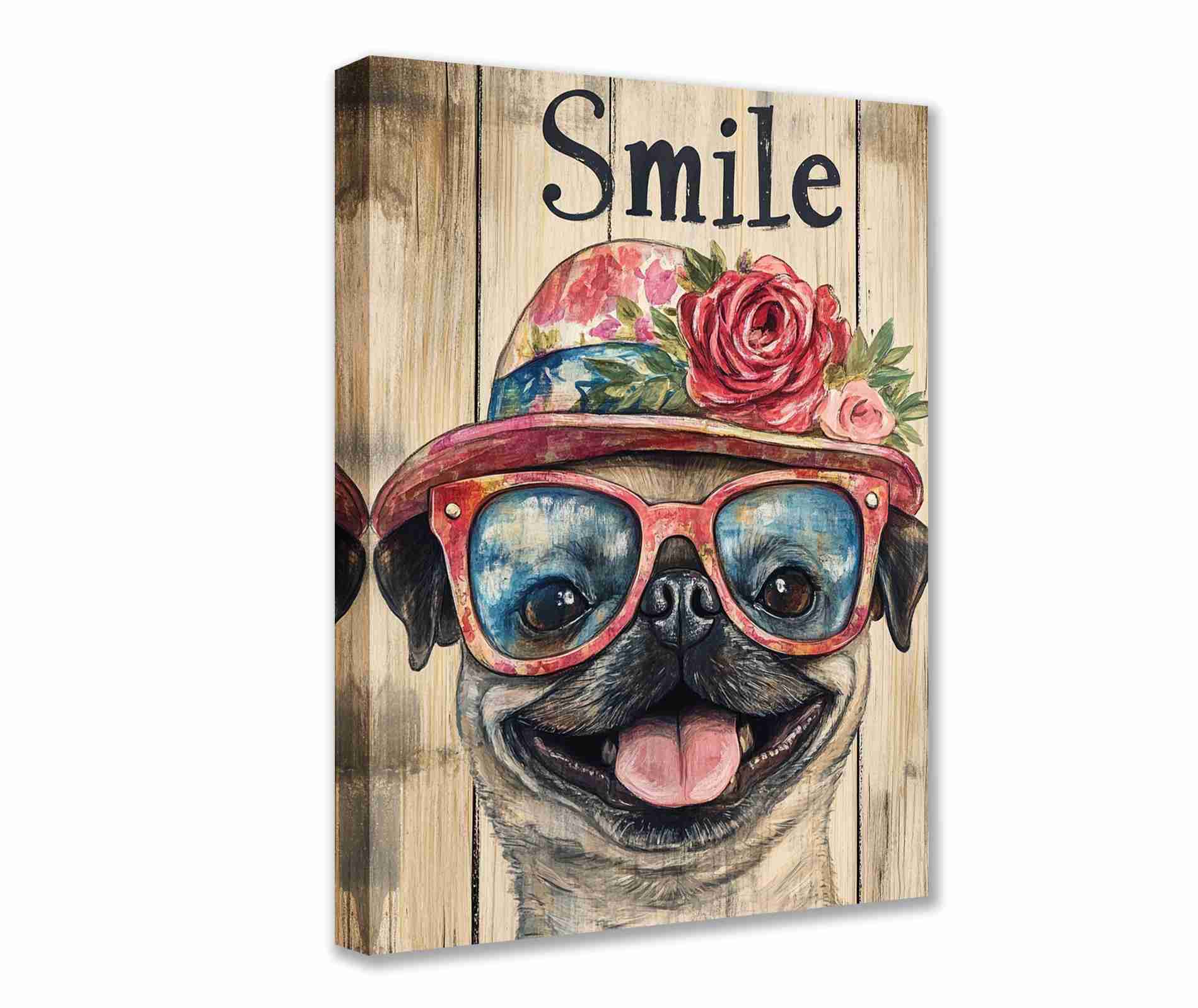 tucocoo-canvas-wall-art-mops-mit-hut-leinwandbild-30x40cm image 1