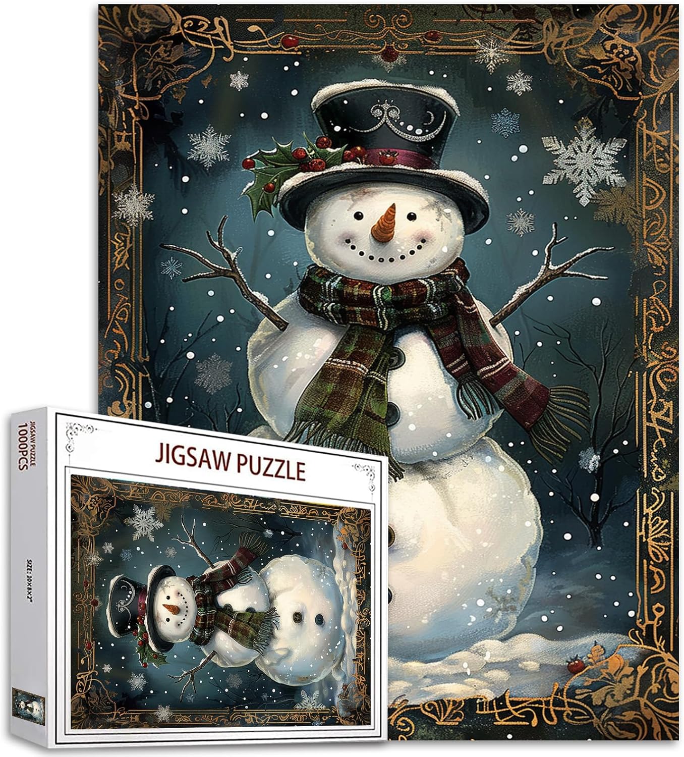 tucocoo-jigsaw-snowman-with-scarf-puzzle-1000-teile-weihnachten image 1