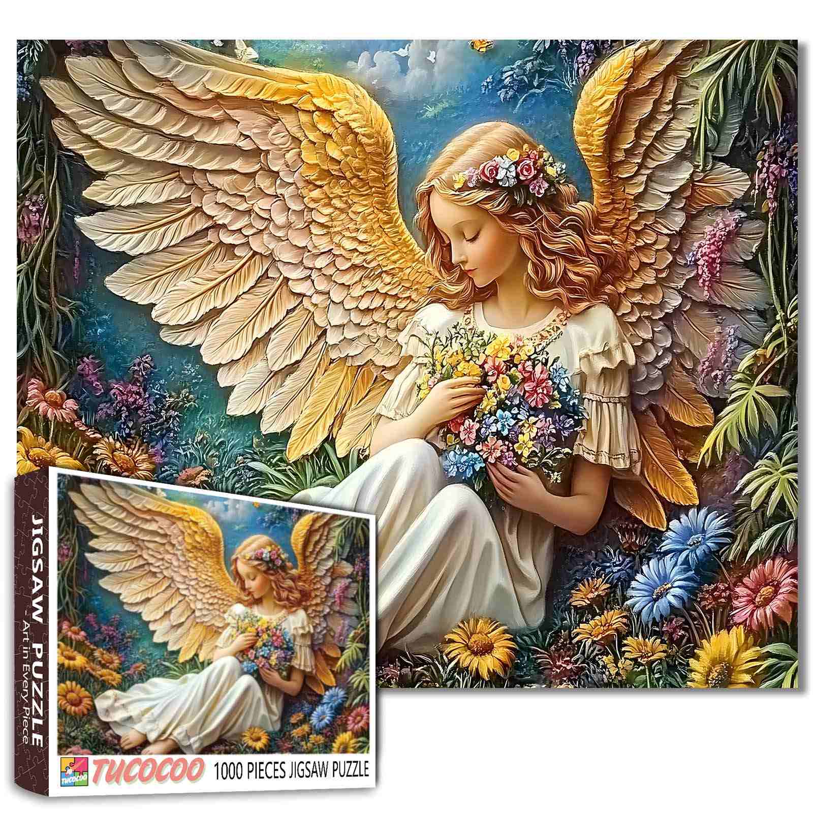 tucocoo-golden-wing-angel-puzzle-1000-teile-engel image 1
